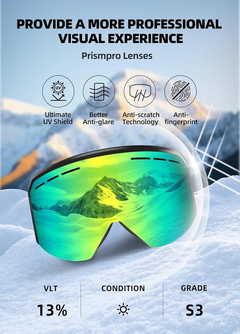 Innerking Ski/Snowboard Goggles OTG for Men Women & Youth - Over Glasses Snow Sports Goggles Anti Fog 100% UV400 Protection - Image 4